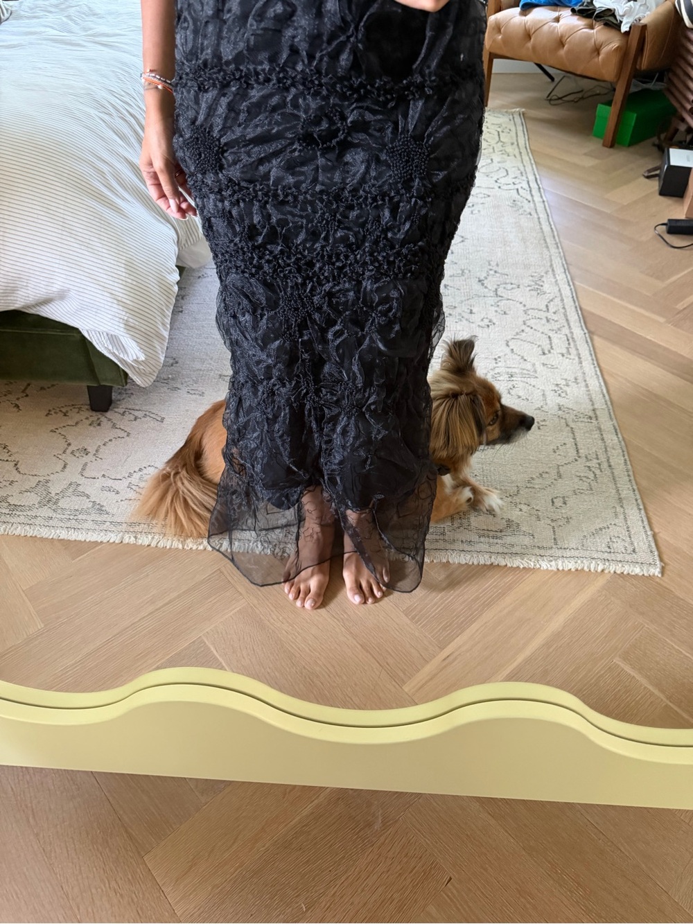 Cecilie Bahnsen Black Glenda Midi Skirt